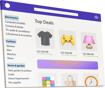 An image Showing the home screen of an ecommerce site